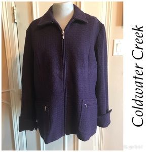 Coldwater Creek Zip Front Long Sleeve Blazer